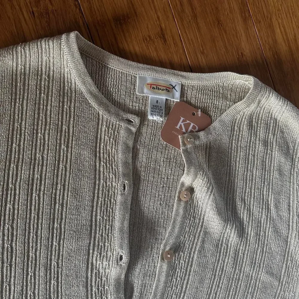 Talbots Women's Small Cardigan Sweater Gold Sparkle Knit